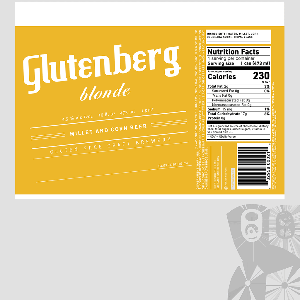 Glutenberg Blonde can label artwork